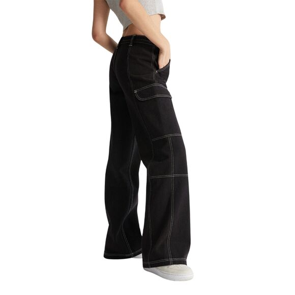 Pacsun Black Low Rise Puddle Cargo Pants Small - Picture 2 of 10